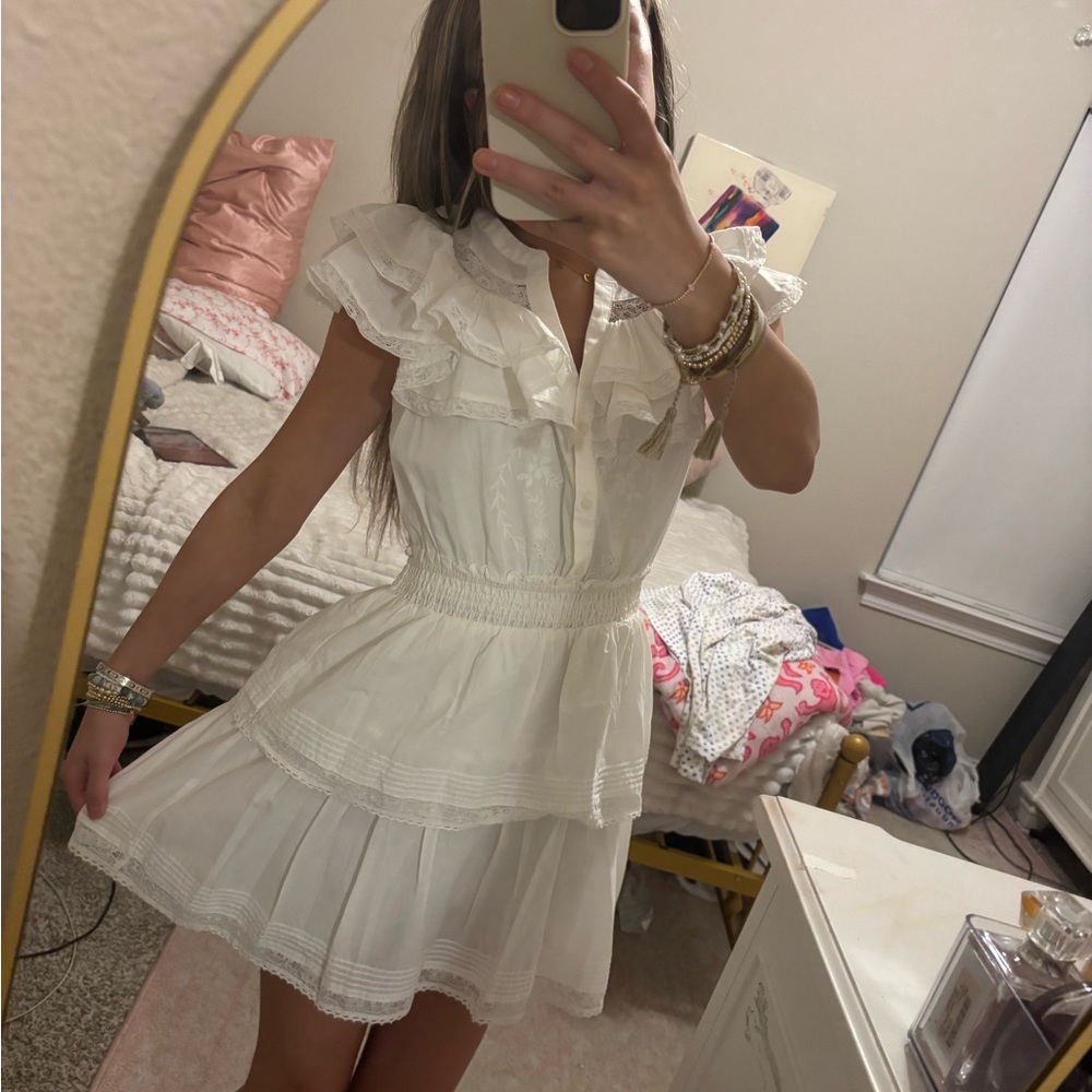 LoveShackFancy White Ruffled Mini Dress